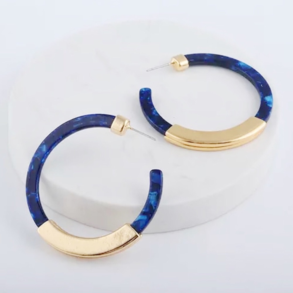 ⭐️{BOGO}⭐️ Blue Acrylic Acetate Half Hoop Earrings